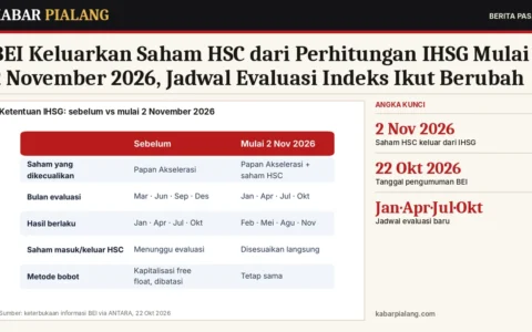 BEI Keluarkan Saham HSC dari Perhitungan IHSG Mulai 2 November 2026, Jadwal Evaluasi Indeks Ikut Berubah