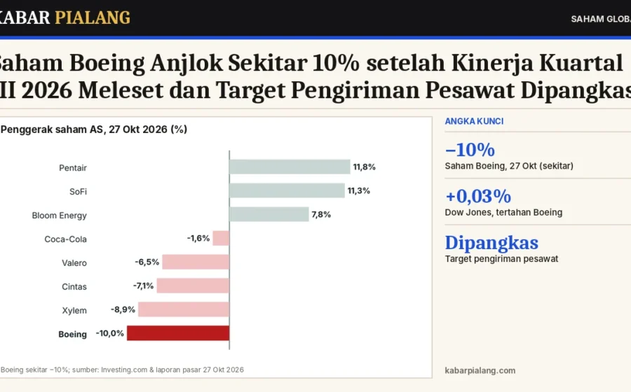 Saham Boeing Anjlok Sekitar 10% setelah Kinerja Kuartal III 2026 Meleset dan Target Pengiriman Pesawat Dipangkas