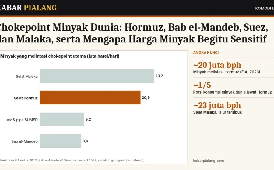 Chokepoint Minyak Dunia: Hormuz, Bab el-Mandeb, Suez, dan Malaka, serta Mengapa Harga Minyak Begitu Sensitif