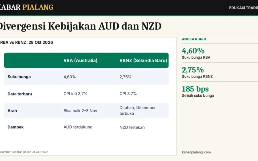 Divergensi Kebijakan AUD dan NZD: Cara Membaca Pasangan Silang AUD/NZD saat RBA dan RBNZ Bergerak Berbeda