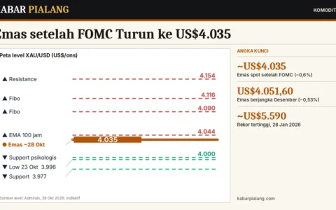 Emas setelah FOMC Turun ke US$4.035: Level Teknikal Penting dan Jarak 27% dari Rekor Tertinggi