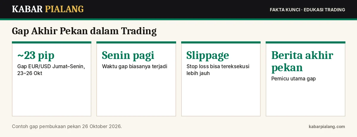 Fakta kunci: Gap Akhir Pekan dalam Trading: Mengapa Harga Senin Bisa Melompat, Risikonya bagi Stop Loss, dan Cara Mengelolanya