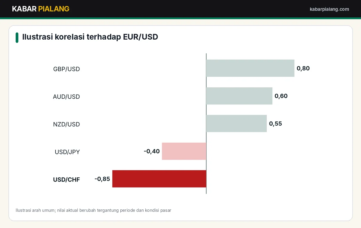Contoh korelasi beberapa pasangan mata uang terhadap EUR/USD