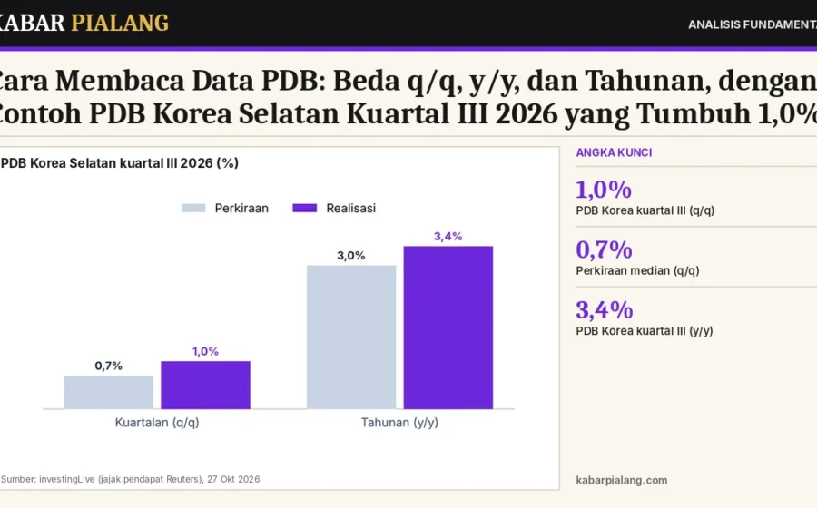 Cara Membaca Data PDB: Beda q/q, y/y, dan Tahunan, dengan Contoh PDB Korea Selatan Kuartal III 2026 yang Tumbuh 1,0%