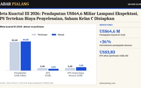 Meta Kuartal III 2026: Pendapatan US$64,6 Miliar Lampaui Ekspektasi, EPS Tertekan Biaya Penyelesaian, Saham Kelas C Disiapkan