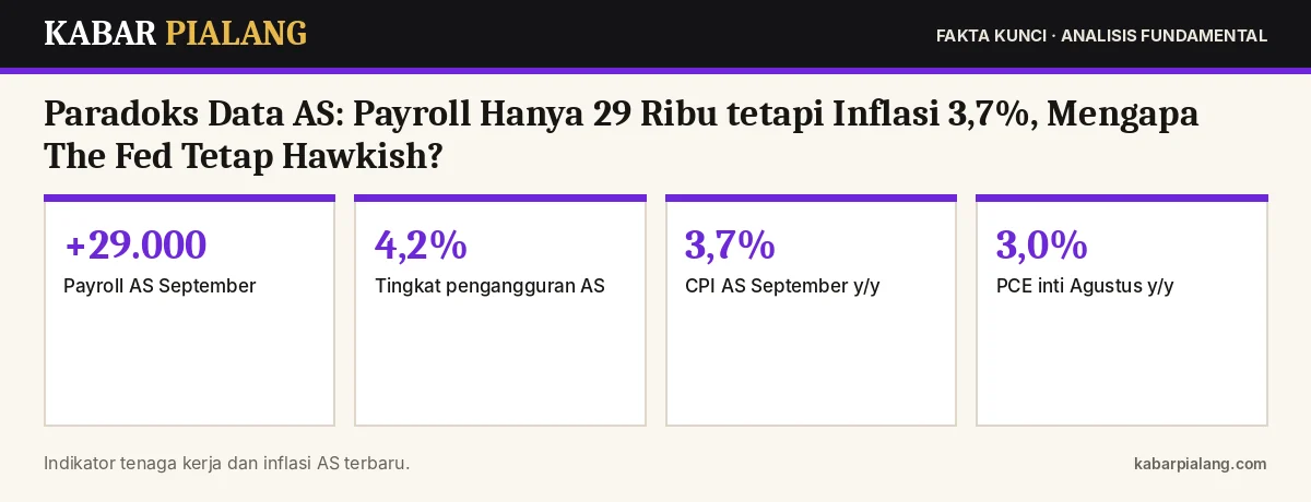 Fakta kunci: Paradoks Data AS: Payroll Hanya 29 Ribu tetapi Inflasi 3,7%, Mengapa The Fed Tetap Hawkish?