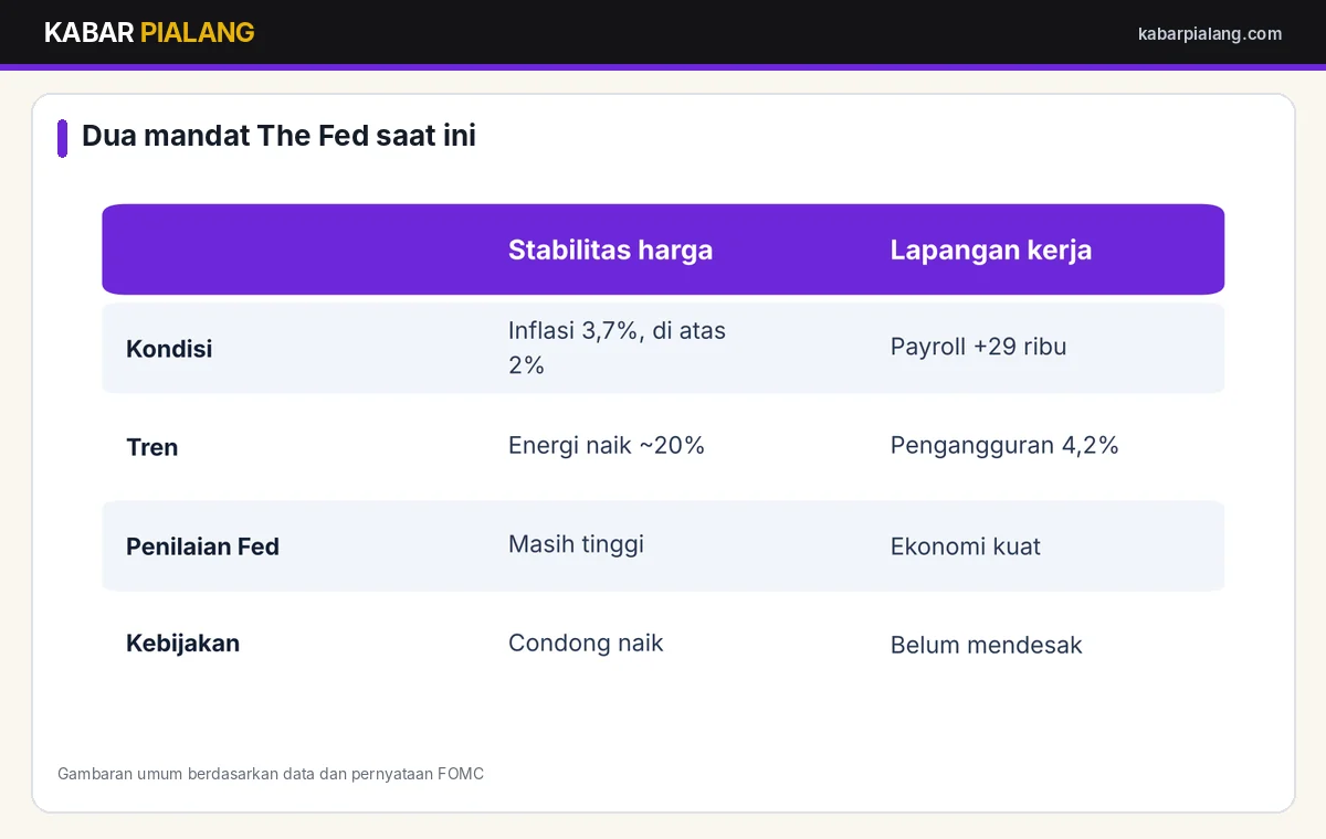 Matriks keseimbangan risiko The Fed antara inflasi dan tenaga kerja