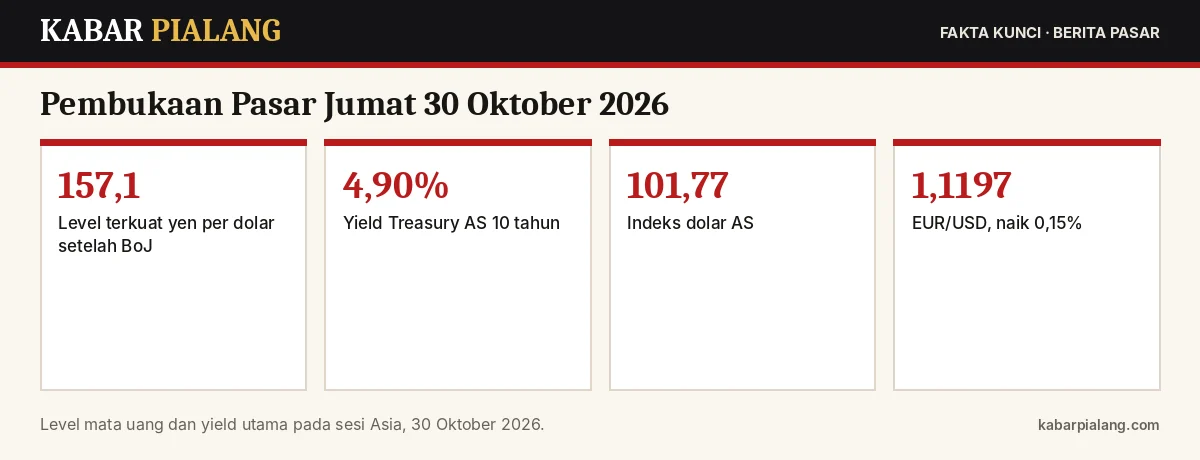 Fakta kunci: Pembukaan Pasar Jumat 30 Oktober 2026: Yen Menguat setelah BoJ, Yield AS Turun ke 4,9%