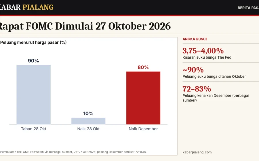 Rapat FOMC Dimulai 27 Oktober 2026: Suku Bunga Diperkirakan Ditahan, tetapi Pasar Hitung Peluang Kenaikan Desember hingga 83%