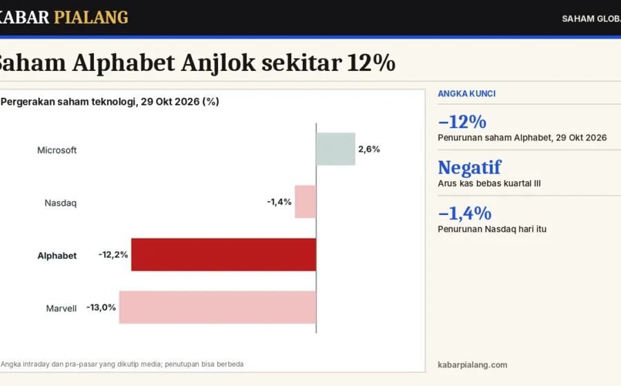 Saham Alphabet Anjlok sekitar 12%: Pendapatan Meleset, Arus Kas Bebas Negatif, dan Belanja AI