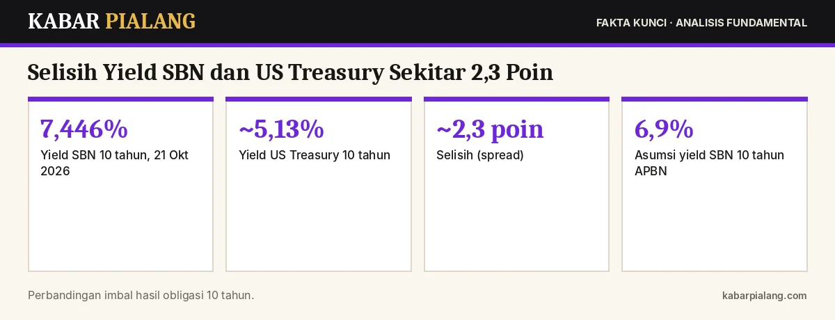 Fakta kunci: Selisih Yield SBN dan US Treasury Sekitar 2,3 Poin: Cukup Menarikkah Aset Rupiah bagi Investor Asing?